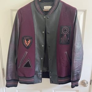 Coach Leather Sleeved Bomber Jacket